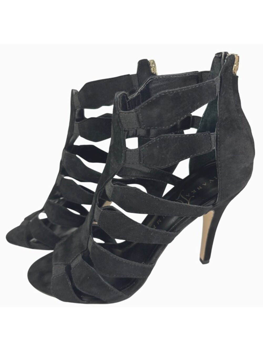 Ivanka Trump Marjory Black Open Toe Caged Booties - Marjory Stretch High-Heel 9M - Picture 8 of 13